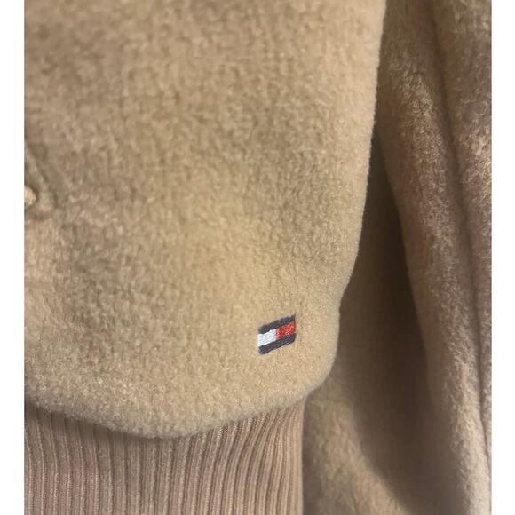 Vintage Y2K Deadstock NWT Tommy Hilfiger Bomber Jacket Fleece Tan Women's sz. XL - Picture 9 of 11